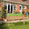 imageGiantex Raised Garden Bed on Wheels Wood Planter Box with Legs Liner Drain Holes Elevated Garden Bed for Vegetables Standing Garden Container for Backyard Patio 475quot LX 235quot WX 33quot H49Lx23Wx30H