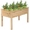imageGiantex Raised Garden Bed on Wheels Wood Planter Box with Legs Liner Drain Holes Elevated Garden Bed for Vegetables Standing Garden Container for Backyard Patio 475quot LX 235quot WX 33quot H49Lx23Wx30H