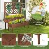 imageGiantex Raised Garden Bed with Trellis 2Tier Standing Planter Box with Legs and Drain Holes Outdoor Elevated Garden Trellis for Vine Climbing Flower Vegetable Fruit Herb Growing Coffee BrownCoffee Brown