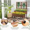 imageGiantex Raised Garden Bed with Trellis 2Tier Standing Planter Box with Legs and Drain Holes Outdoor Elevated Garden Trellis for Vine Climbing Flower Vegetable Fruit Herb Growing Coffee BrownCoffee Brown