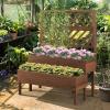 imageGiantex Raised Garden Bed with Trellis 2Tier Standing Planter Box with Legs and Drain Holes Outdoor Elevated Garden Trellis for Vine Climbing Flower Vegetable Fruit Herb Growing Coffee BrownCoffee Brown