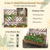 imageGiantex Raised Garden Bed with Trellis 2Tier Wooden Planter Box with Legs and Drain Holes Garden Trellis for Vine Fruit Vegetable Flower Herb Outdoor Elevated Garden Bed BrownBrown