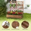 imageGiantex Raised Garden Bed with Trellis 2Tier Wooden Planter Box with Legs and Drain Holes Garden Trellis for Vine Fruit Vegetable Flower Herb Outdoor Elevated Garden Bed BrownBrown
