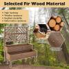 imageGiantex Raised Garden Bed with Trellis 2Tier Wooden Planter Box with Legs and Drain Holes Garden Trellis for Vine Fruit Vegetable Flower Herb Outdoor Elevated Garden Bed BrownBrown