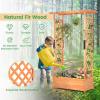imageGiantex Raised Garden Bed with Trellis ampamp Hanging Roof Wood Planter Box with Bottom and Drainage Holes Freestanding Garden Planter for Flower Vegetable Fruit Herb Climbing Vines 77quotx17quotx72quot1