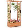 imageGiantex Raised Garden Bed with Trellis ampamp Hanging Roof Wood Planter Box with Bottom and Drainage Holes Freestanding Garden Planter for Flower Vegetable Fruit Herb Climbing Vines 77quotx17quotx72quot1