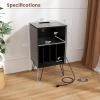 imageGiantex Record Player Stand with Charging Station Turntable Cabinet with Record Storage ampamp Metal Legs Vinyl Record Storage Cabinet Holds Up to 150 Albums for Living Room Bedroom Light OakBlack