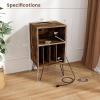imageGiantex Record Player Stand with Charging Station Turntable Cabinet with Record Storage ampamp Metal Legs Vinyl Record Storage Cabinet Holds Up to 150 Albums for Living Room Bedroom Light OakRustic Brown