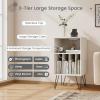 imageGiantex Record Player Stand with Charging Station Turntable Cabinet with Record Storage ampamp Metal Legs Vinyl Record Storage Cabinet Holds Up to 150 Albums for Living Room Bedroom Light OakWhite