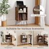 imageGiantex Record Player Stand with Charging Station Turntable Cabinet with Record Storage ampamp Metal Legs Vinyl Record Storage Cabinet Holds Up to 150 Albums for Living Room Bedroom Light OakRustic Brown