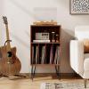 imageGiantex Record Player Stand with Charging Station Turntable Cabinet with Record Storage ampamp Metal Legs Vinyl Record Storage Cabinet Holds Up to 150 Albums for Living Room Bedroom Light OakWalnut