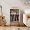 imageGiantex Record Player Stand with Charging Station Turntable Cabinet with Record Storage ampamp Metal Legs Vinyl Record Storage Cabinet Holds Up to 150 Albums for Living Room Bedroom Light OakWhite