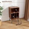 imageGiantex Record Player Stand with Charging Station Turntable Cabinet with Record Storage ampamp Metal Legs Vinyl Record Storage Cabinet Holds Up to 150 Albums for Living Room Bedroom Light OakWalnut