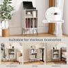 imageGiantex Record Player Stand with Charging Station Turntable Cabinet with Record Storage ampamp Metal Legs Vinyl Record Storage Cabinet Holds Up to 150 Albums for Living Room Bedroom Light OakWhite