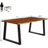 imageGiantex Rectangular Acacia Wood Dining Table Rustic Indoor ampamp Outdoor Furniture Rustic BrownampampBlackRustic Brownblack