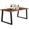 imageGiantex Rectangular Acacia Wood Dining Table Rustic Indoor ampamp Outdoor Furniture Rustic BrownampampBlackRustic Brownblack
