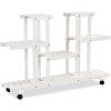 imageGiantex Rolling Flower Rack Wood Plant Stand on Wheels 6 Wood Shelves 12 Pots Bonsai Display Shelf Indoor Outdoor Yard Garden Patio Balcony Living Room Storage Rack Bookshelf Hollow Shelves WhiteWhite