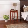 imageGiantex Round End Table Wooden Side Table with Storage Shelf Small Nightstand with Solid Wood Legs 2Tier Accent Table for Living Room Bedroom 2 WalnutWalnut