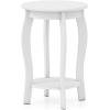 imageGiantex Round End Table Wooden Side Table with Storage Shelf Small Nightstand with Solid Wood Legs 2Tier Accent Table for Living Room Bedroom 2 WalnutWhite