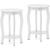 imageGiantex Round End Table Wooden Side Table with Storage Shelf Small Nightstand with Solid Wood Legs 2Tier Accent Table for Living Room Bedroom 2 WalnutWhite