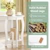 imageGiantex Round End Table Wooden Side Table with Storage Shelf Small Nightstand with Solid Wood Legs 2Tier Accent Table for Living Room Bedroom 2 WalnutWhite