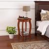 imageGiantex Round End Table Wooden Side Table with Storage Shelf Small Nightstand with Solid Wood Legs 2Tier Accent Table for Living Room Bedroom 2 WalnutWalnut