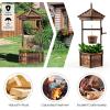 imageGiantex Rustic Wooden Wishing Well Planter with Hanging Bucket Roof Shadow Reinforced Rod Wishing Wells for Outdoors Backyard Patio Garden Outside Decor