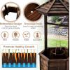 imageGiantex Rustic Wooden Wishing Well Planter with Hanging Bucket Roof Shadow Reinforced Rod Wishing Wells for Outdoors Backyard Patio Garden Outside Decor