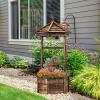 imageGiantex Rustic Wooden Wishing Well Planter with Hanging Bucket Roof Shadow Reinforced Rod Wishing Wells for Outdoors Backyard Patio Garden Outside Decor