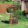 imageGiantex Rustic Wooden Wishing Well Planter with Hanging Bucket Roof Shadow Reinforced Rod Wishing Wells for Outdoors Backyard Patio Garden Outside Decor