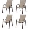 imageGiantex Set of 2 Patio Chairs Outdoor Camping Chairs with Breathable Fabric 2 Piece Garden Chairs with Armrest High Backrest for Garden Patio Pool Beach Yard Space Saving BlackGrey