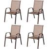 imageGiantex Set of 2 Patio Chairs Outdoor Camping Chairs with Breathable Fabric 2 Piece Garden Chairs with Armrest High Backrest for Garden Patio Pool Beach Yard Space Saving BlackBrown
