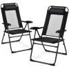 imageGiantex Set of 2 Patio Dining Chairs Folding Lounge Chairs with 7 Level Adjustable Backrest Headrest 300 Lbs Capacity Outdoor Portable Chairs with Metal Frame 2 GrayBlack