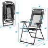 imageGiantex Set of 2 Patio Dining Chairs Folding Lounge Chairs with 7 Level Adjustable Backrest Headrest 300 Lbs Capacity Outdoor Portable Chairs with Metal Frame 2 GrayGrey