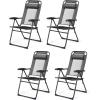imageGiantex Set of 2 Patio Dining Chairs Folding Lounge Chairs with 7 Level Adjustable Backrest Headrest 300 Lbs Capacity Outdoor Portable Chairs with Metal Frame 2 GrayGrey