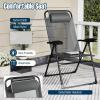 imageGiantex Set of 2 Patio Dining Chairs Folding Lounge Chairs with 7 Level Adjustable Backrest Headrest 300 Lbs Capacity Outdoor Portable Chairs with Metal Frame 2 GrayDark Gray
