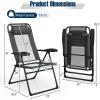 imageGiantex Set of 2 Patio Dining Chairs Folding Lounge Chairs with 7 Level Adjustable Backrest Headrest 300 Lbs Capacity Outdoor Portable Chairs with Metal Frame 2 GrayDark Gray