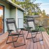 imageGiantex Set of 2 Patio Dining Chairs Folding Lounge Chairs with 7 Level Adjustable Backrest Headrest 300 Lbs Capacity Outdoor Portable Chairs with Metal Frame 2 GrayGrey