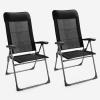 imageGiantex Set of 2 Patio Dining Chairs Folding Patio Chairs Outdoor Lawn Chairs with Adjustable Backrest and Headrest Sling Camping Chairs Portable Armchair for Porch Poolside Garden BackyardBlack