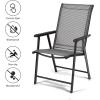 imageGiantex Set of 2 Patio Folding Chairs Outdoor Chairs with Armrest Portable Dining Chairs for Porch Camping Pool Beach Deck Lawn Garden 2Pack Patio Sling Chairs Metal Frame GreyGrey