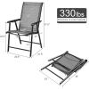 imageGiantex Set of 2 Patio Folding Chairs Outdoor Chairs with Armrest Portable Dining Chairs for Porch Camping Pool Beach Deck Lawn Garden 2Pack Patio Sling Chairs Metal Frame GreyGrey