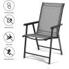 imageGiantex Set of 2 Patio Folding Chairs Outdoor Chairs with Armrest Portable Dining Chairs for Porch Camping Pool Beach Deck Lawn Garden 2Pack Patio Sling Chairs Metal Frame GreyGrey