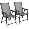 imageGiantex Set of 2 Patio Folding Chairs Outdoor Chairs with Armrest Portable Dining Chairs for Porch Camping Pool Beach Deck Lawn Garden 2Pack Patio Sling Chairs Metal Frame GreyGrey
