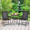 imageGiantex Set of 2 Patio Folding Chairs Outdoor Chairs with Armrest Portable Dining Chairs for Porch Camping Pool Beach Deck Lawn Garden 2Pack Patio Sling Chairs Metal Frame GreyBlack
