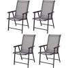 imageGiantex Set of 2 Patio Folding Chairs Outdoor Chairs with Armrest Portable Dining Chairs for Porch Camping Pool Beach Deck Lawn Garden 2Pack Patio Sling Chairs Metal Frame GreyGrey