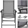 imageGiantex Set of 2 Patio Folding Chairs Outdoor Chairs with Armrest Portable Dining Chairs for Porch Camping Pool Beach Deck Lawn Garden 2Pack Patio Sling Chairs Metal Frame GreyGrey