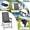 imageGiantex Set of 2 Patio Folding Chairs Outdoor Chairs with Armrest Portable Dining Chairs for Porch Camping Pool Beach Deck Lawn Garden 2Pack Patio Sling Chairs Metal Frame GreyBlack