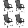 imageGiantex Set of 2 Patio Folding Chairs Outdoor Chairs with Armrest Portable Dining Chairs for Porch Camping Pool Beach Deck Lawn Garden 2Pack Patio Sling Chairs Metal Frame GreyBlack
