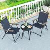 imageGiantex Set of 2 Patio Folding Chairs Outdoor Patio Dining Chairs wArmrest Sling Back Metal Frame Outside Use for Lawn Camping Garden Pool Beach Yard Lounge No Assembly YellowNavy