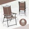 imageGiantex Set of 2 Patio Folding Chairs Outdoor Patio Dining Chairs wArmrest Sling Back Metal Frame Outside Use for Lawn Camping Garden Pool Beach Yard Lounge No Assembly YellowBrown